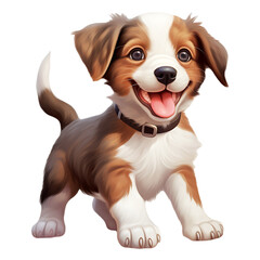 Wall Mural - Cute clip art of puppy on transparent background PNG.