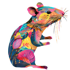 Wall Mural - Cute mouse clip art on transparent background PNG is easy to use.