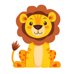 Poster - Cute clipart of a lion on a transparent background PNG is easy to use.