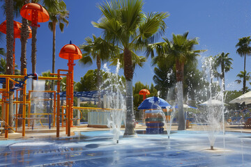 Wall Mural - splash zone in aqua park, swimming and wet play for kids at a recreation aquapark (3)