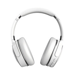 White headphones wireless headphones. Isolated on transparent background.