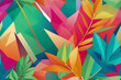 Beautiful design template with low poly tropical leaves on light background