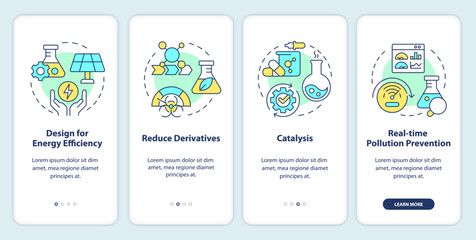 Wall Mural - green chemistry basics onboarding mobile app screen. walkthrough 4 steps editable graphic instructio