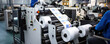Industrial printing press machine at work