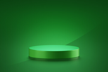 Wall Mural - minimal green podium product presentation 3d background with empty pedestal stage display mockup sce