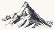 Hand drawn image of a mountain peak engraving style 