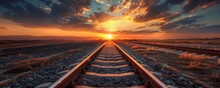 Railway Track In The Sunset, Generative AI