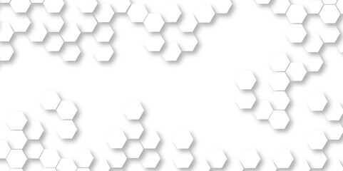 Wall Mural - Abstract background with honeycombs seamless pattern hexagon. white texture background . white and hexagon abstract background. white paper texture and futuristic. Luxury white hexagon pattern. 