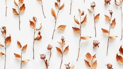 Wall Mural - autumn leaves on a white background