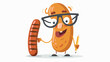 A brainy student grilled sausage cartoon character 
