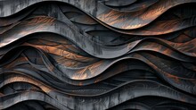 Wood Art Background Abstract Closeup Of Detailed Organic Black Brown Wooden Waving Waves Wall Texture Banner Wall, Overlapping Layers Dark Wood Texture Background Surface With Old Natural Pattern
