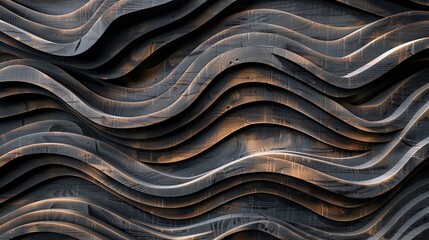 Wall Mural - Wood art background Abstract closeup of detailed organic black brown wooden waving waves wall texture banner wall, overlapping layers Dark wood texture background surface with old natural pattern