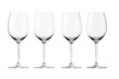 Symphony of Glass: Four Wine Glasses Aligned. On a White or Clear Surface PNG Transparent Background.