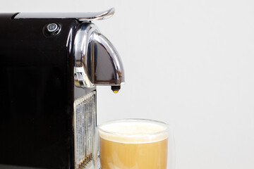 capsule coffee machine, morning coffee with cream