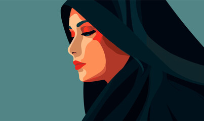 Wall Mural - islamic woman vector flat minimalistic isolated vector style illustration