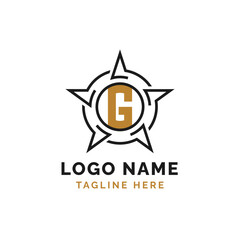 Wall Mural - Letter G Star Logo Design. Alphabet G Logo with Star