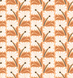 Vector retro style flat flower seamless repeat pattern