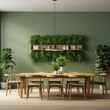 Green home interior design of modern dining room
