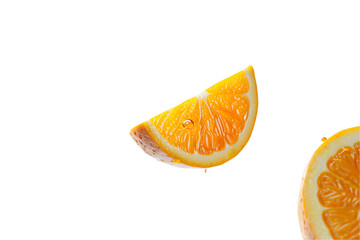 Wall Mural - A juicy slice of a bright orange citrus fruit isolated