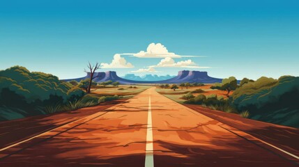 Wall Mural - road trip adventure on big road in landscape with big rocks