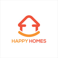 Happy Homes creative minimal design concept vector logo template