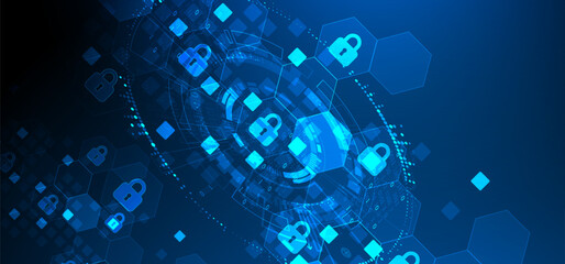 Wall Mural - secure digital background. virtual confidential, programming protection. hand drawn vector.