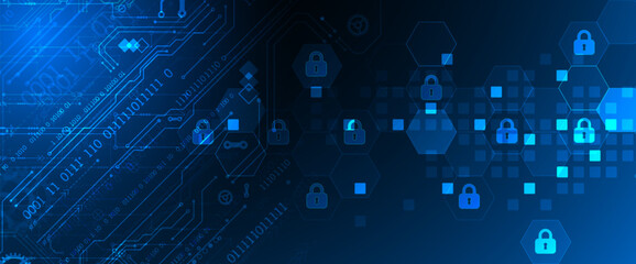 Wall Mural - secure digital background. virtual confidential, programming protection. hand drawn vector.