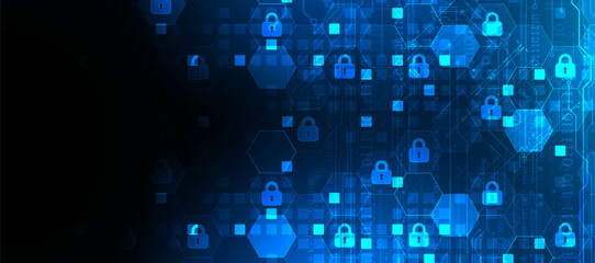 Wall Mural - secure digital background. virtual confidential, programming protection. hand drawn vector.