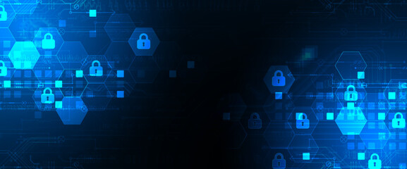 Wall Mural - secure digital background. virtual confidential, programming protection. hand drawn vector.