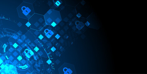 Wall Mural - secure digital background. virtual confidential, programming protection. hand drawn vector.