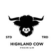 highland cattle cow illustration hand drawn symbol icon logo design