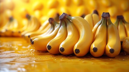 Wall Mural - Bananas are yellow, curved fruits with a sweet flavor and soft texture. They are packed with essential nutrients like potassium, fiber, and vitamins.  
