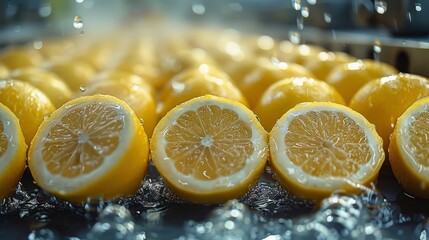 Wall Mural - Lemon, A citrus fruit known for its tangy flavor and vibrant yellow color. Commonly used in culinary dishes, beverages, and as a natural remedy for its refreshing taste and high vitamin C content.
