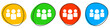 4 bunte Gruppen Icons - Button Banner
