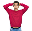 © Krakenimages.com - Young handsome man wearing casual clothes crazy and scared with hands on head, afraid and surprised of shock with open mouth