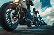 Dynamic Biker Rally: A group of bikers riding in formation, capturing the spirit of freedom and adventure.

