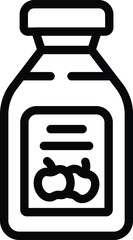 Sticker - Apple vinegar bottle icon outline vector. Natural condiment. Fruit fermented juice