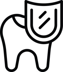 Wall Mural - Dental protection shield icon outline vector. Healthy teeth. Stomatology healthcare exam