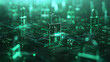 cybersecurity services concept or secure connection of digital privacy closeup and safety lock green design - AI  Generative