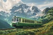 a train on the tracks with mountains in the background