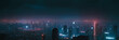 Neon cityscape, cyberpunk sky