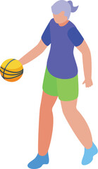 Wall Mural - Fast basketball play icon isometric vector. Workout character. Gym athlete care