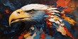 Abstract portrait capturing the intense gaze and detailed head of an eagle, with yellow eyes