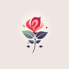 Wall Mural - Love or rose icon logo concept. Vector rose and love flower combination logo.
