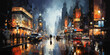 painting of modern urban city at night ,illustration --ar 4:2 --stylize 7