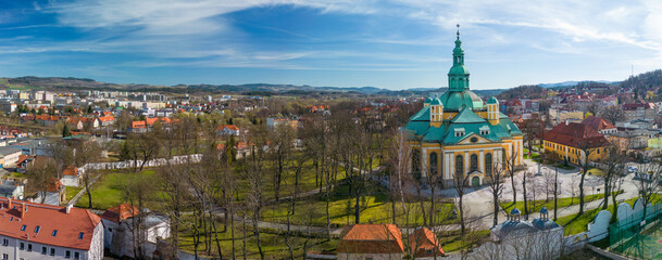 Wall Mural - Panorama of the city of Jelenia Góra in the Karkonosze Mountains - Lutheran church