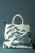 © grey - An isolated mockup handbag with japanese ukiyo art design