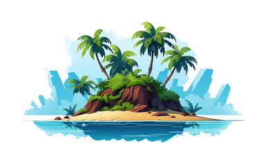 Wall Mural - A tropical island with palm trees and a body of water