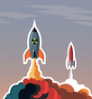 Launching rocket bomb with smoke