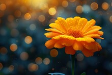 Stylist And Royal Marigold Flowers Or Tagetes Marigolds Or Ganda. Orange Flower In Garden